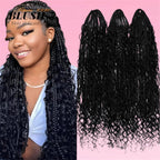 Crochet Box Braids Boho Human Hair Curls