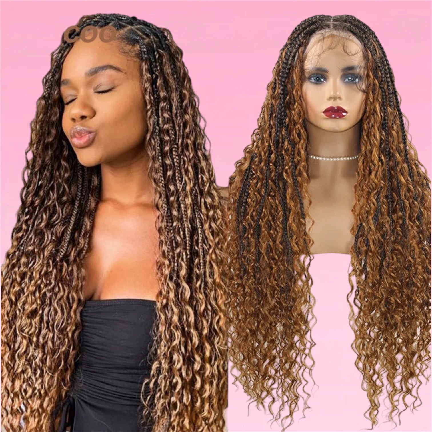 Boho Box Braid Wig Goddess Locs Synthetic Lace Front