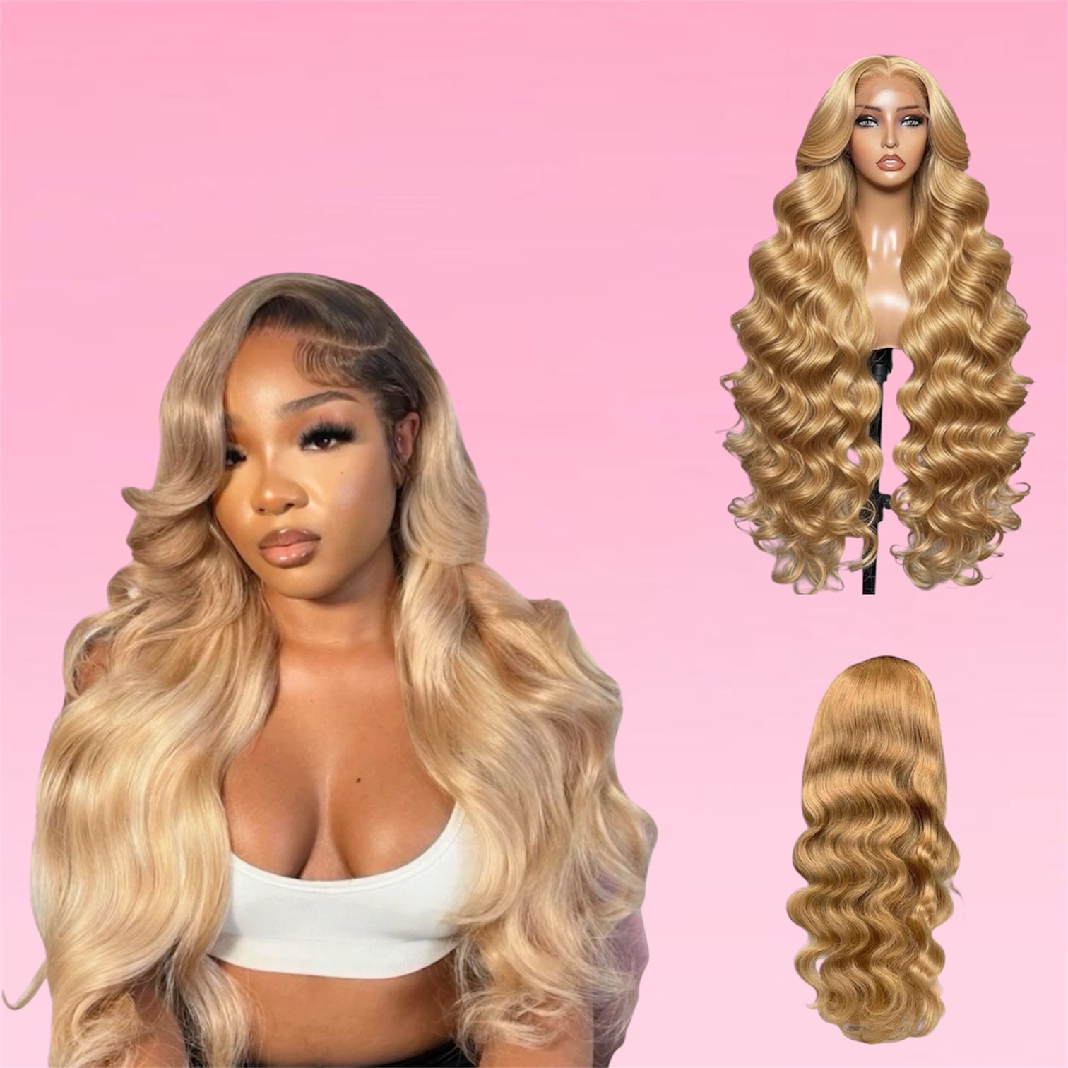 Body Wave Human Hair Wig Honey Blonde HD Lace Front