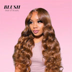 Body Wave Human Hair Wig Reddish Brown HD Lace Front Brazilian