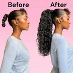 Deep Water Wave Drawstring Ponytail Human Hair Natural Black