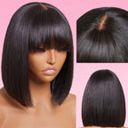 Straight Human Hair Bob Wig Realistic Scalp Lace