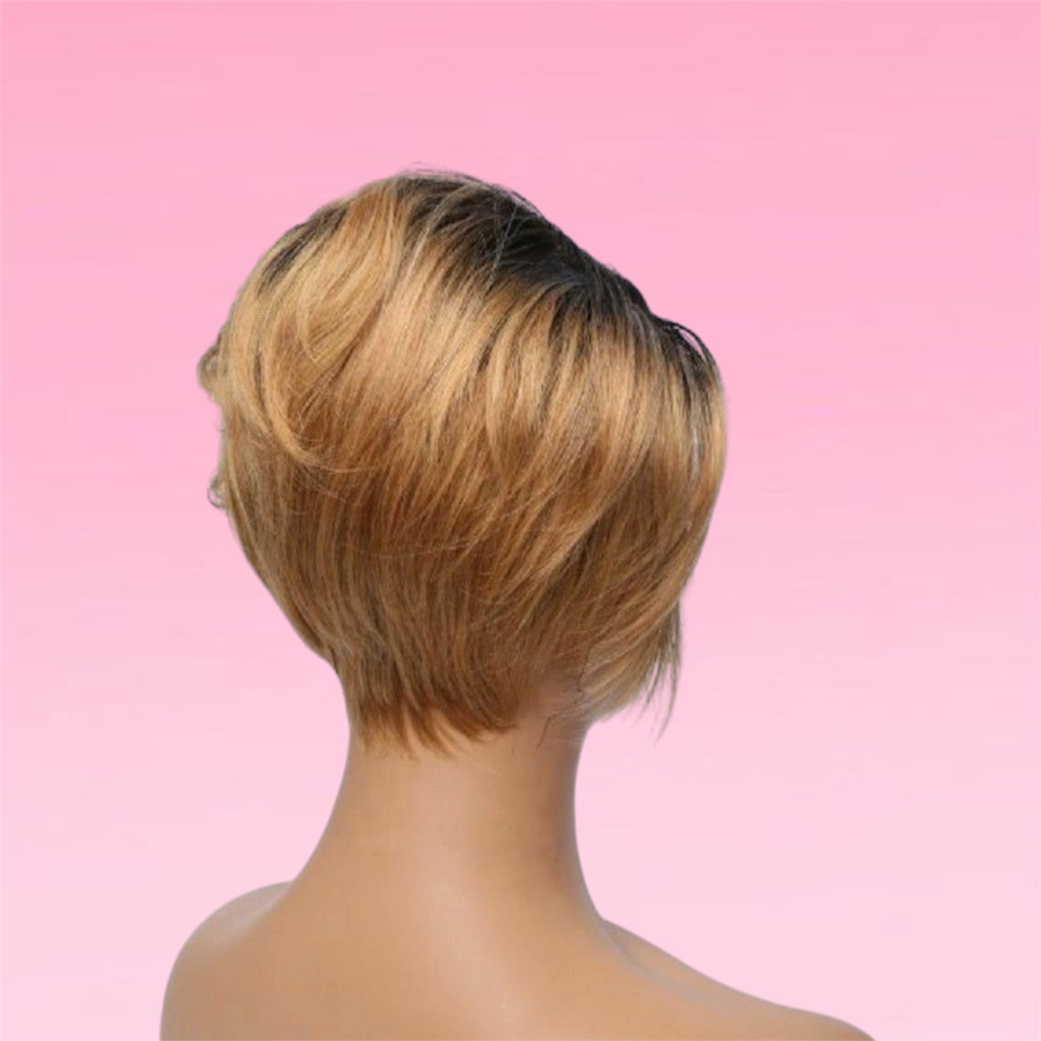 Straight Human Hair Pixie Wig Natural Black Full Machine