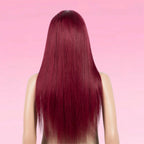Straight Human Hair Wig Burgundy Put On and Go