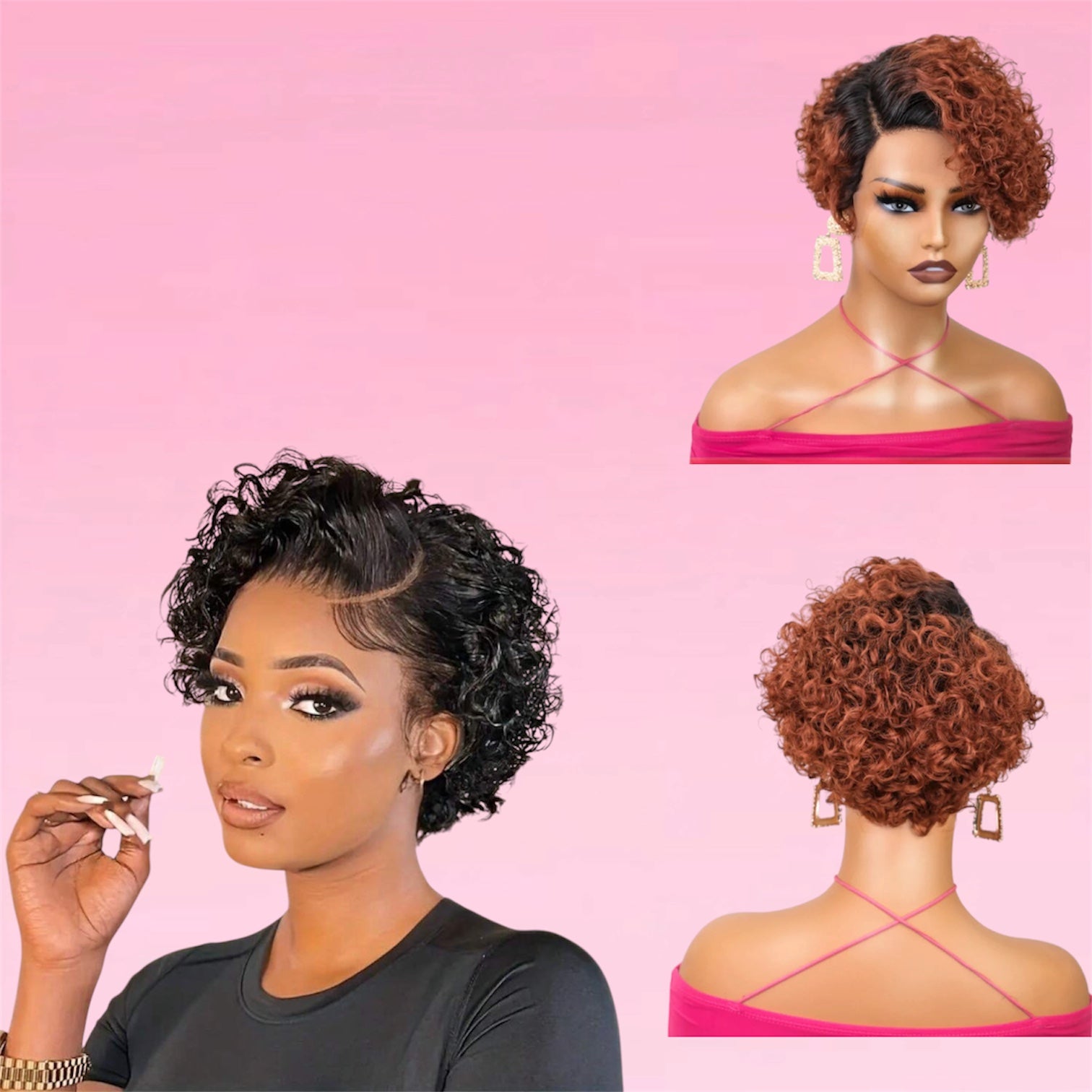 Deep Wave Pixie Bob Wig Lace Front Peruvian