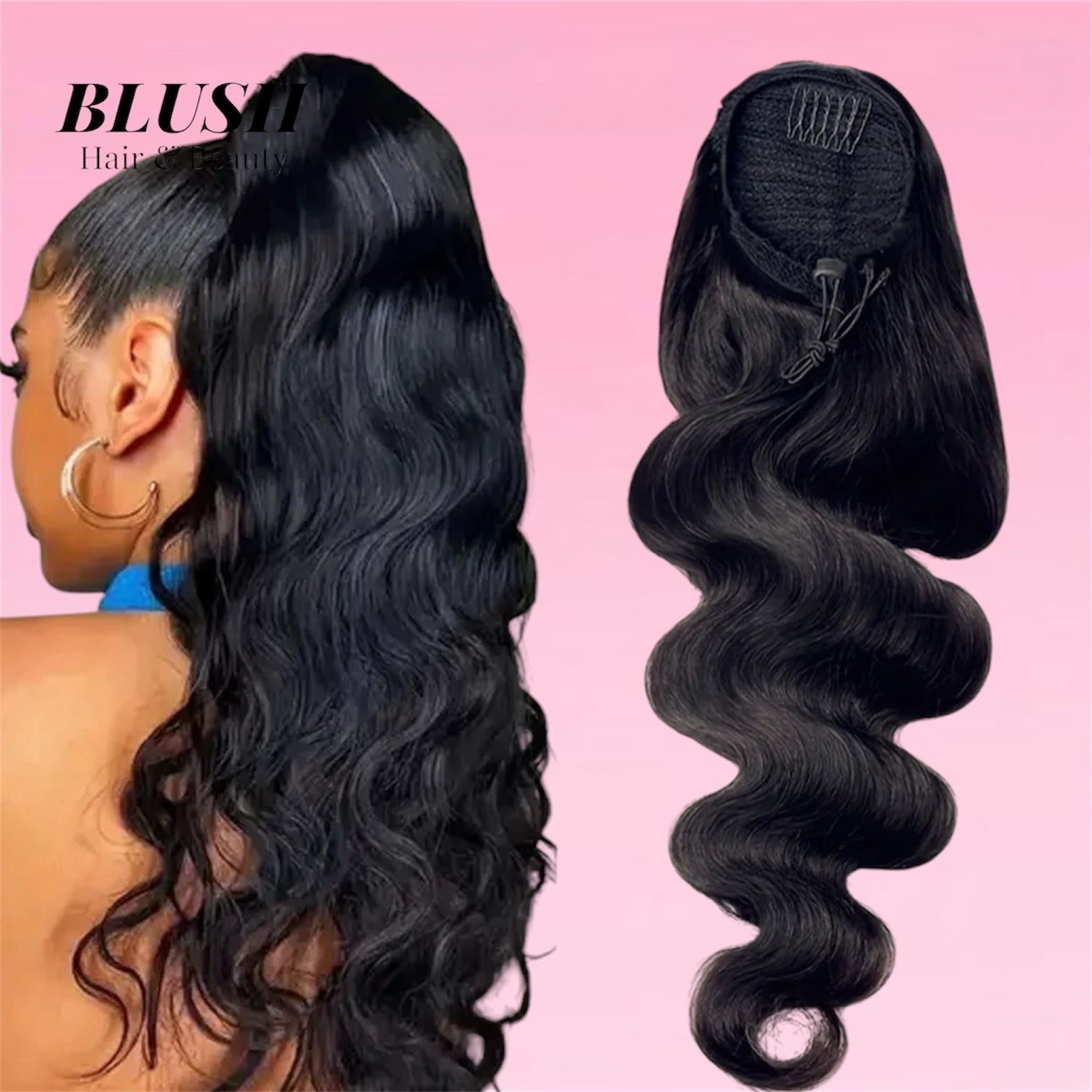 Body Wave Drawstring Ponytail Human Hair Natural
