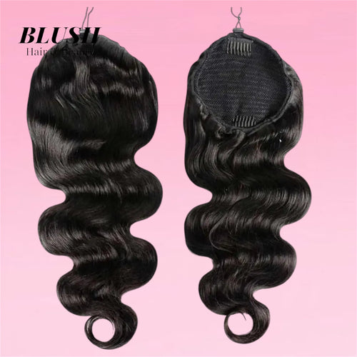 Body Wave Drawstring Ponytail Human Hair Natural