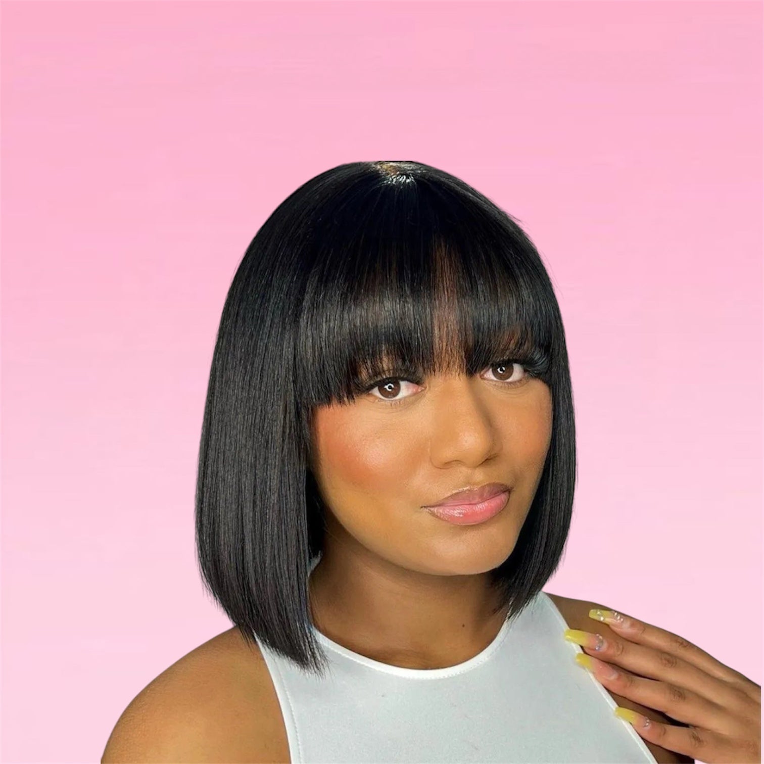 Straight Human Hair Bob Wig Realistic Scalp Lace