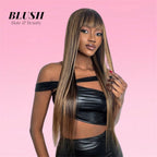 Straight Human Hair Wig Glueless Ombre Highlight