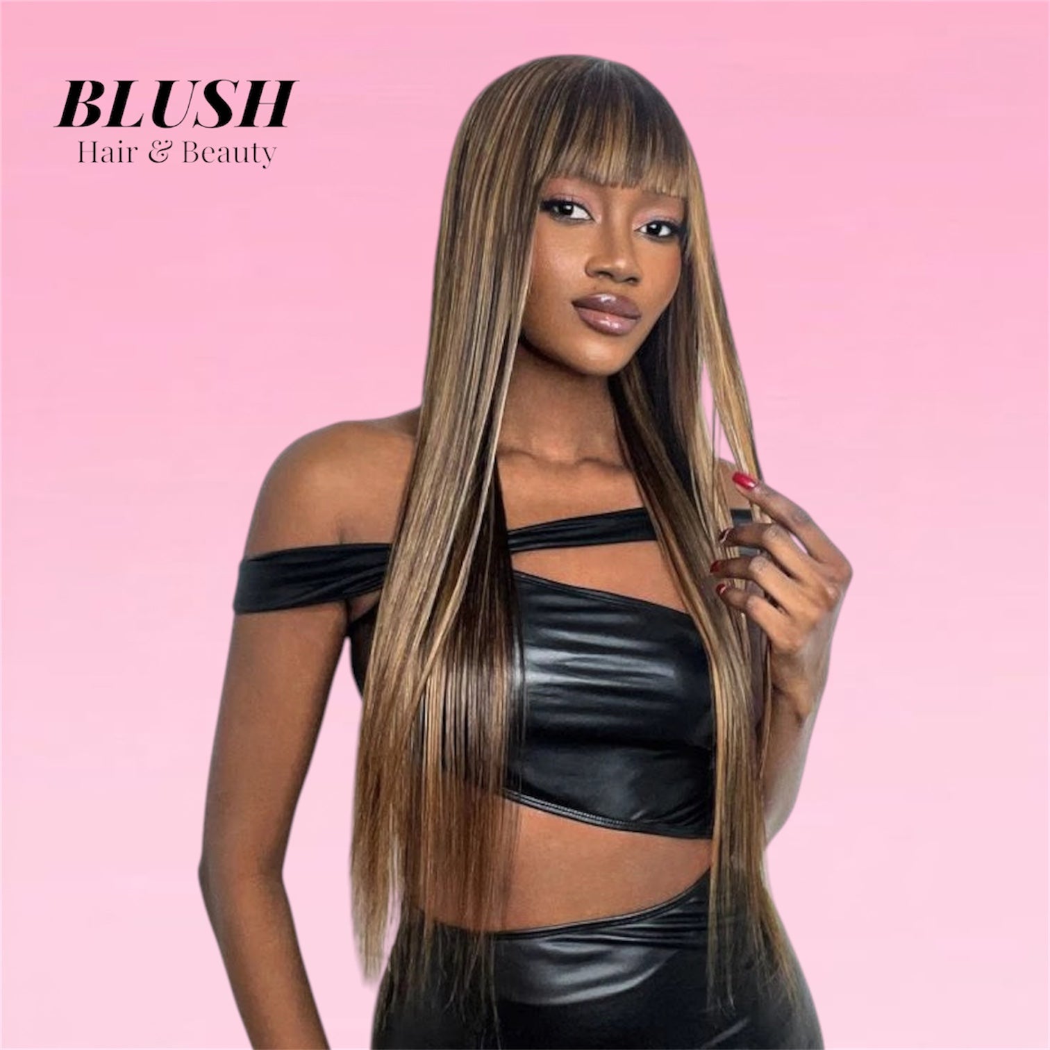 Straight Human Hair Wig Glueless Ombre Highlight