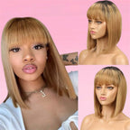 Straight Human Hair Bob Wig Lace