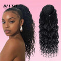 Deep Water Wave Drawstring Ponytail Human Hair Natural Black