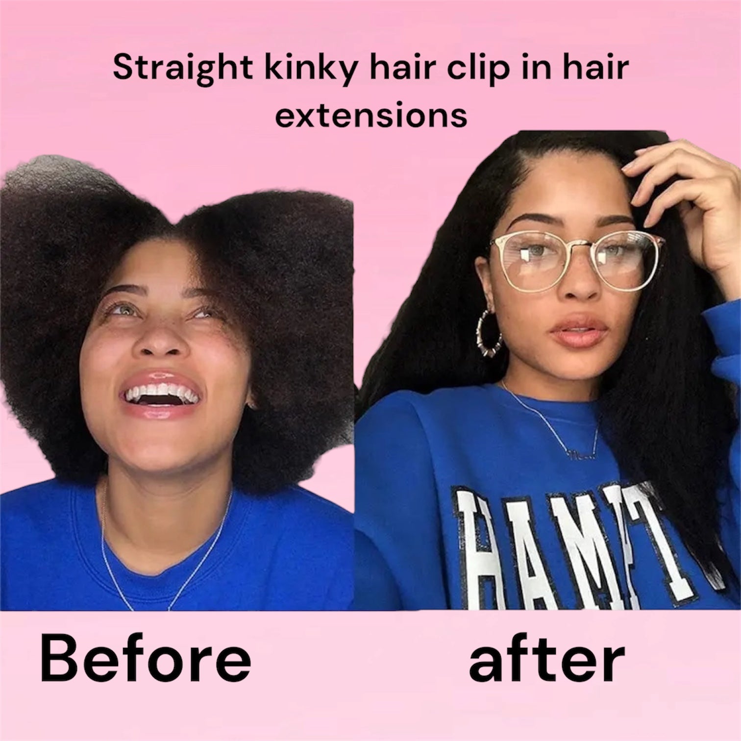 Kinky Straight Clip-In Hair Extensions Natural Black