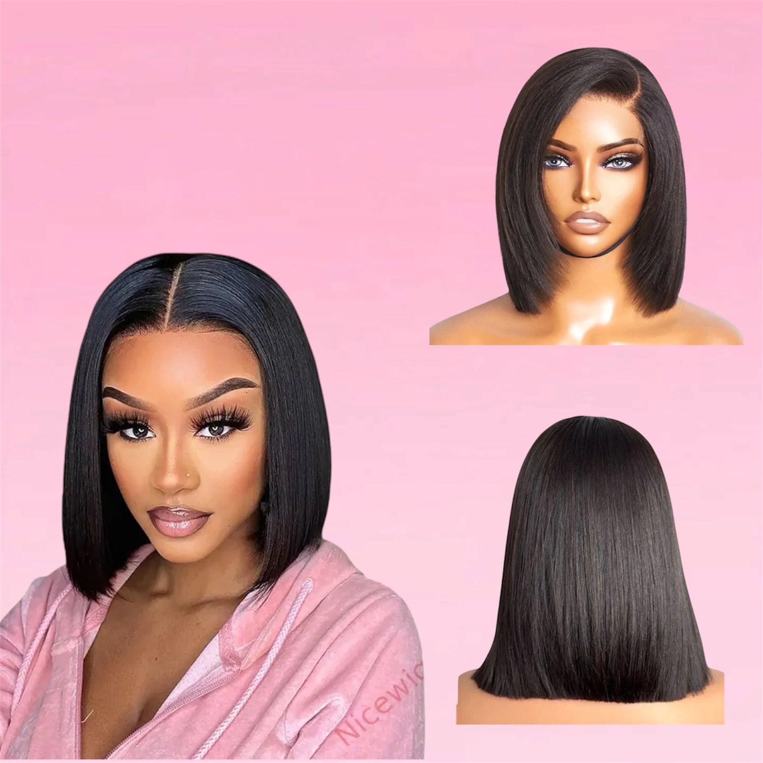 Straight Human Hair Bob Wig T-Part Lace