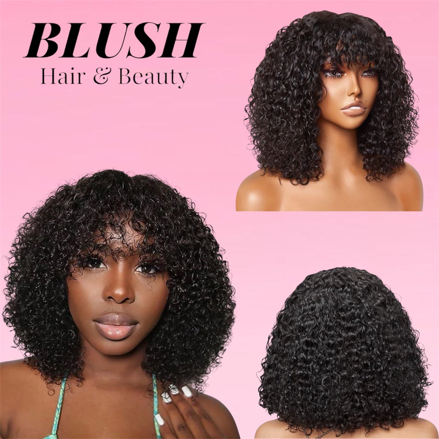Jerry Curly Human Hair Bob Wig Honey Glueless