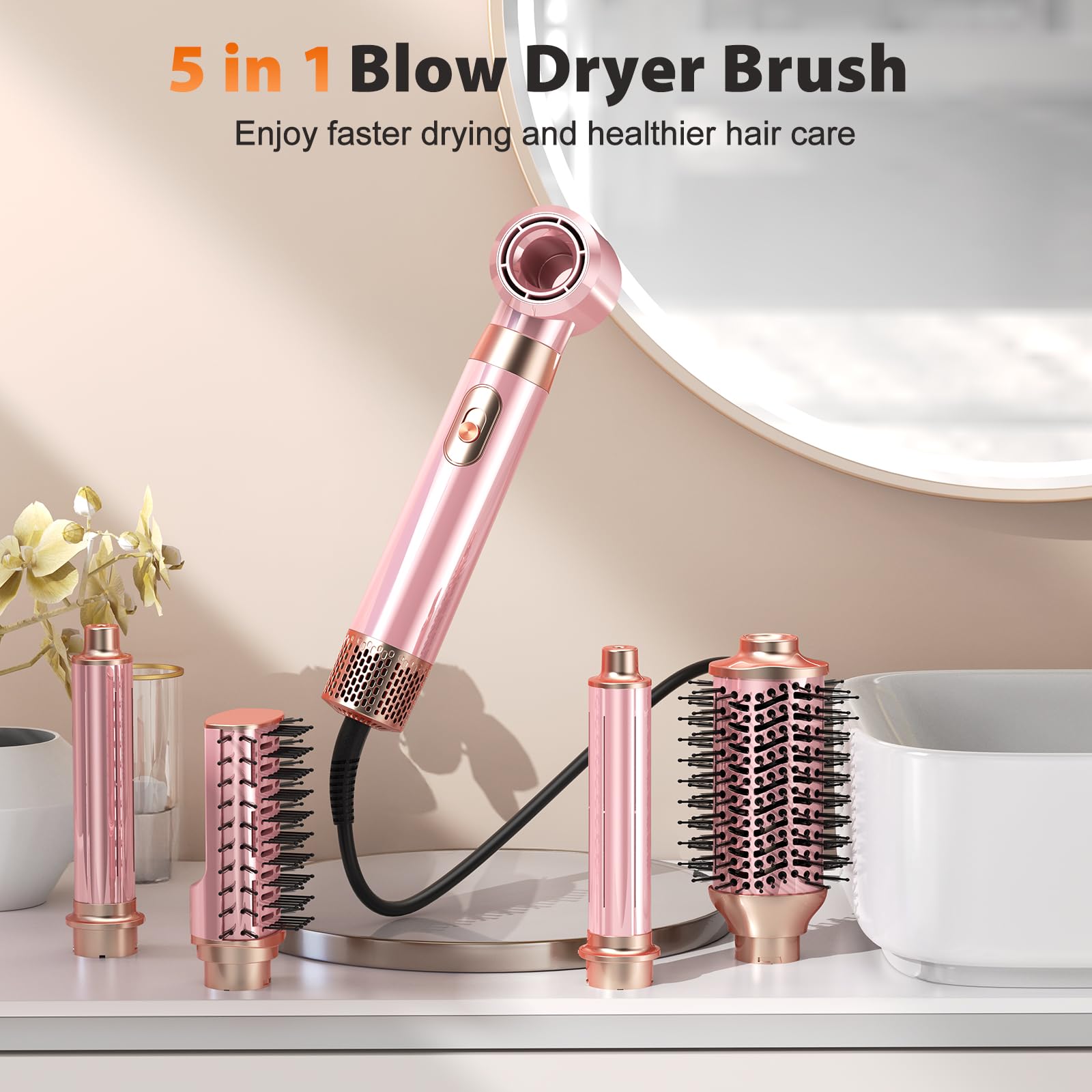 5-in-1 Hot Air Brush Styling Set Blow Dryer Volumizer