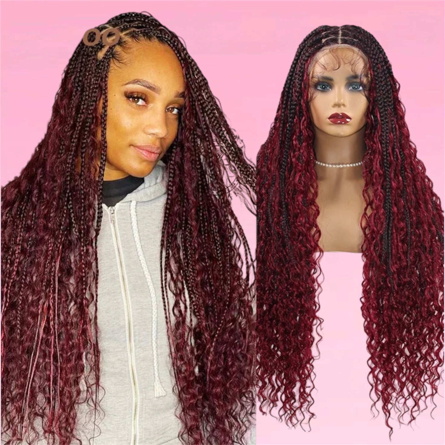 Boho Box Braid Wig Goddess Locs Synthetic Lace Front