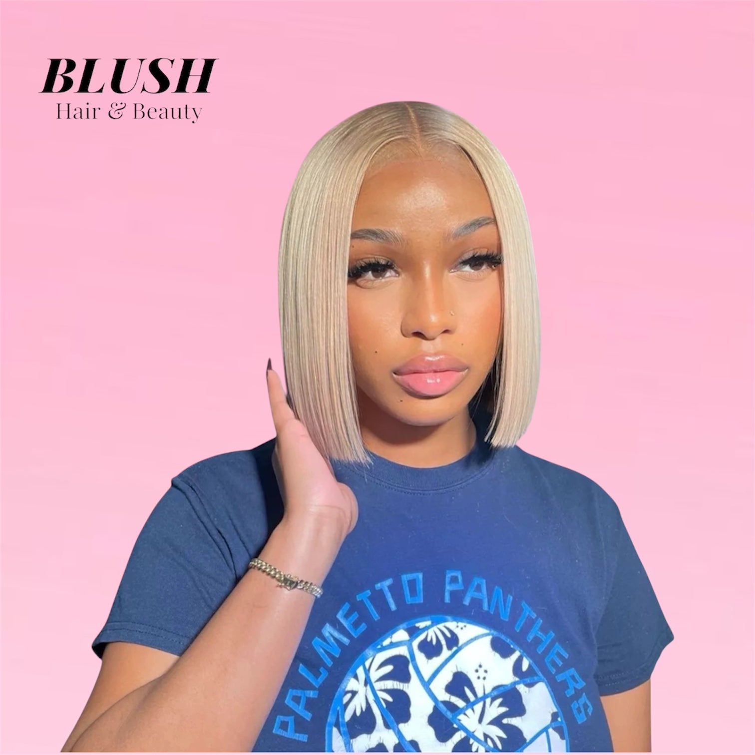 Straight Human Hair Wig Honey Blonde Lace Front