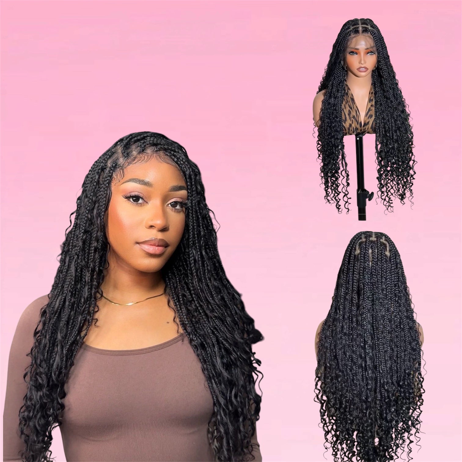 Boho Box Braid Wig Goddess Locs Synthetic Lace Front