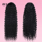 Deep Water Wave Drawstring Ponytail Human Hair Natural Black