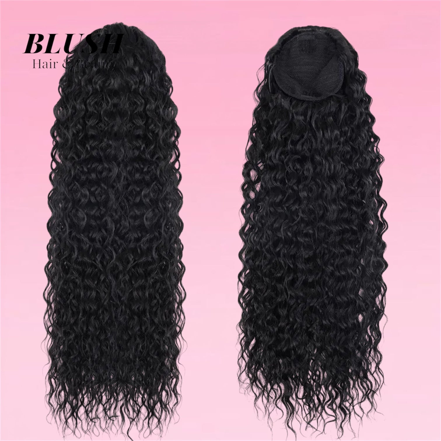Deep Water Wave Drawstring Ponytail Human Hair Natural Black