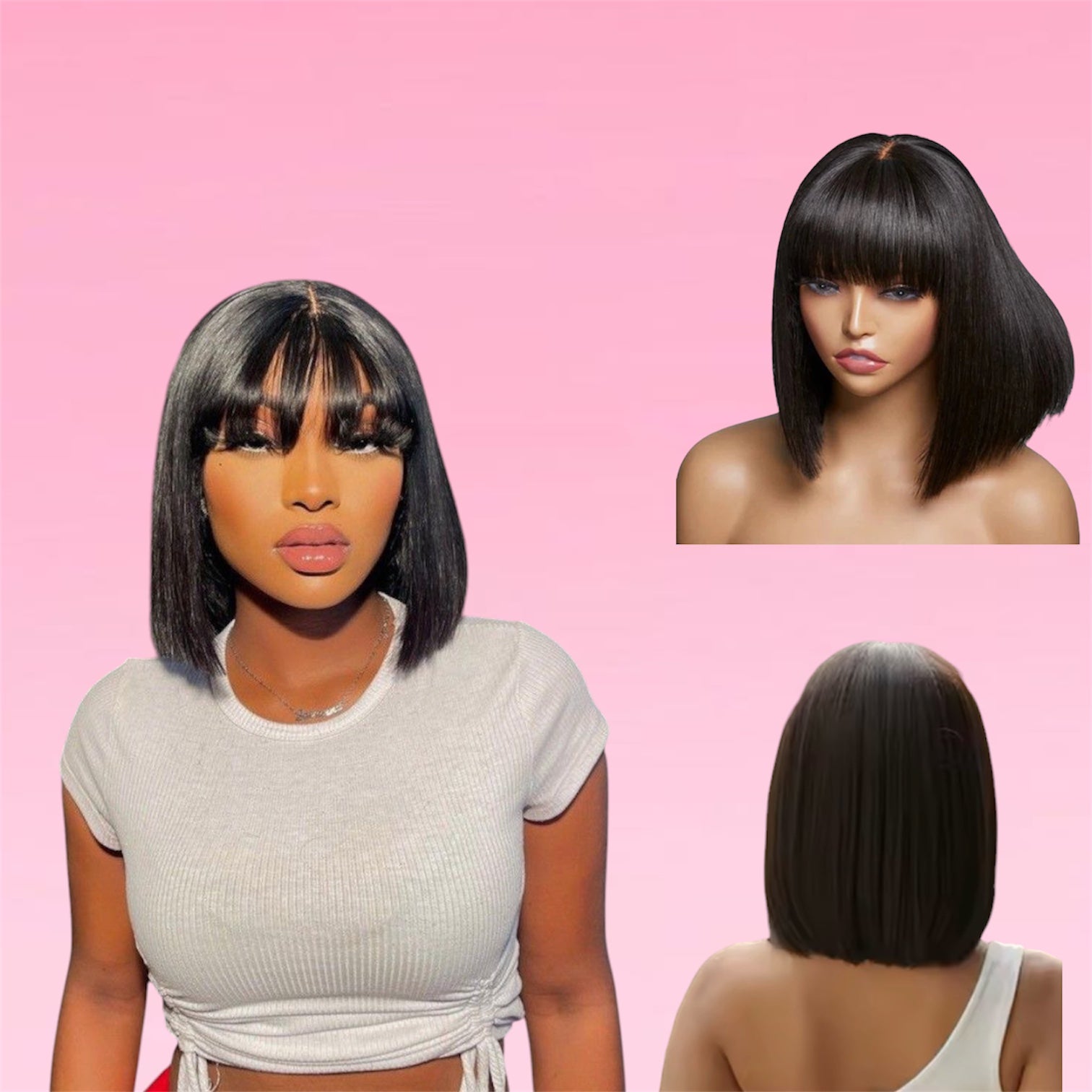 Straight Human Hair Bob Wig Realistic Scalp Lace
