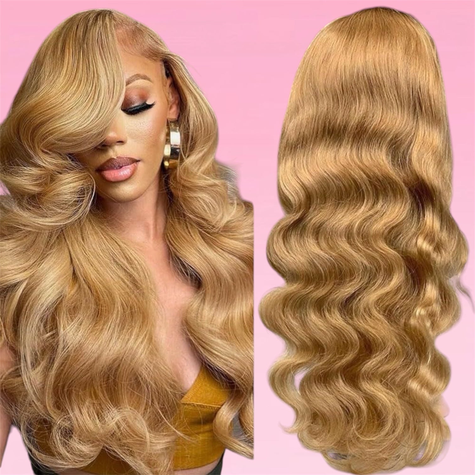 Body Wave Human Hair Wig Honey Blonde HD Lace Front