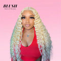 Curly Human Hair Wig Honey Blonde Lace Front