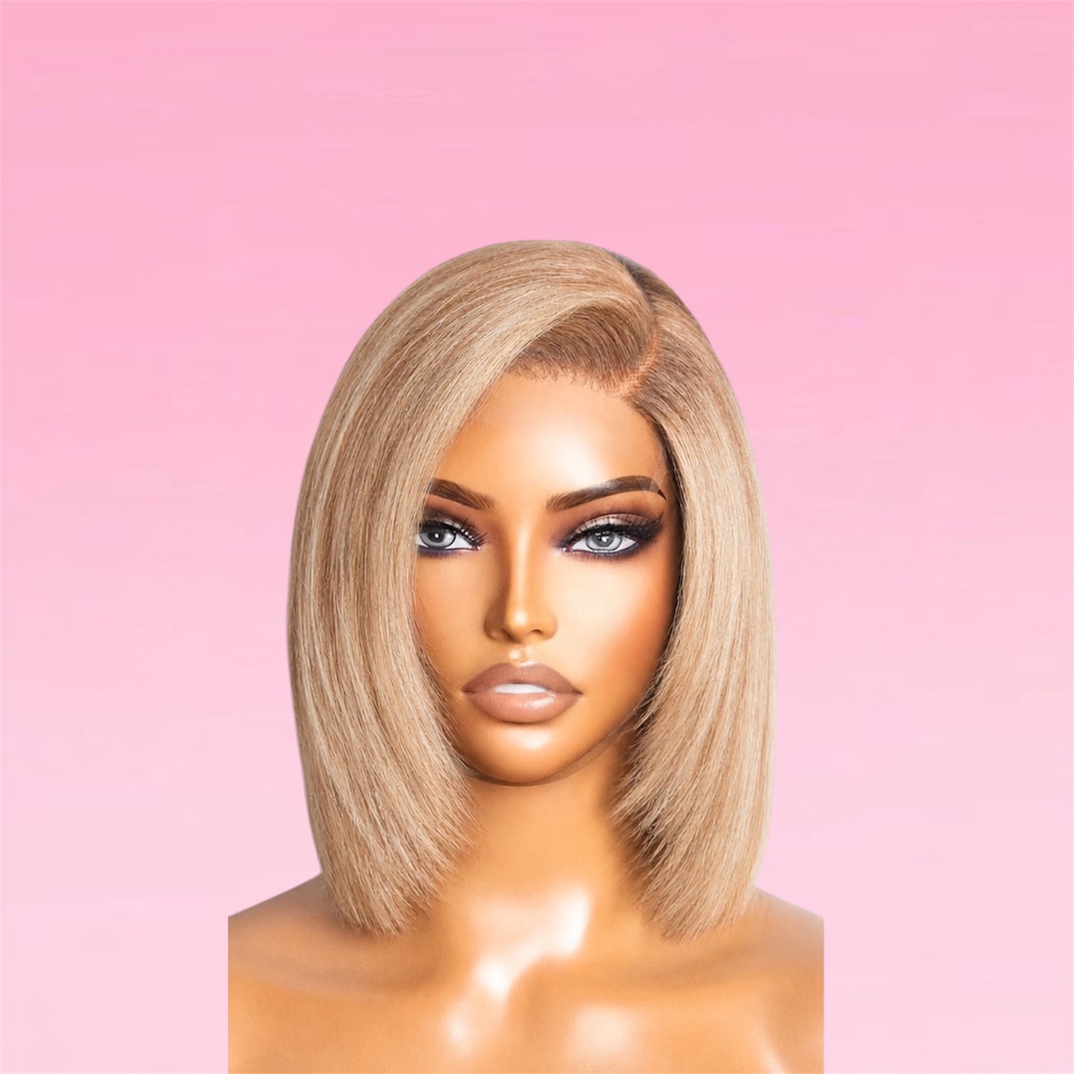 Straight Human Hair Wig Honey Blonde Lace Front