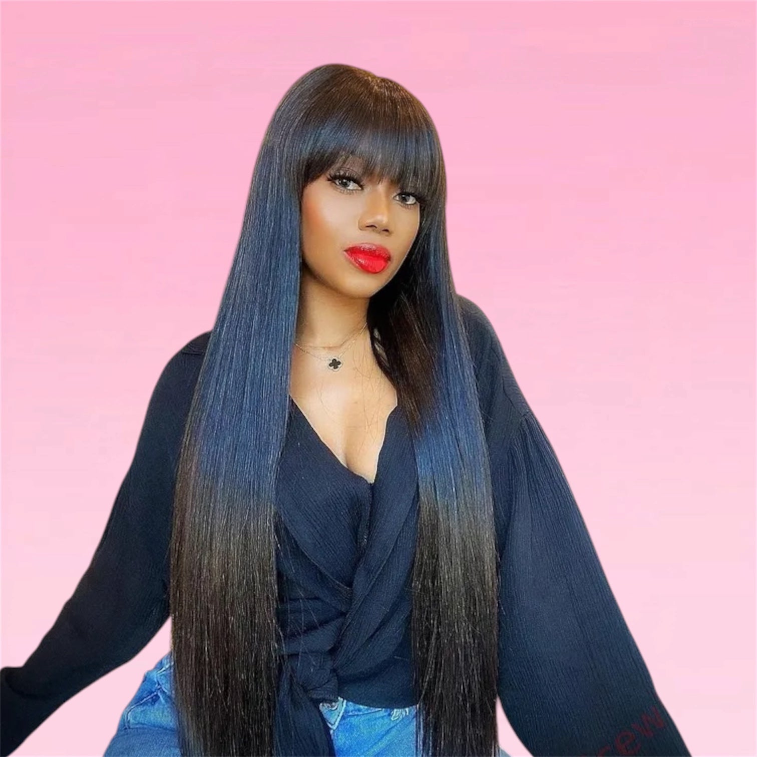 Straight Human Hair Wig Highlight Glueless
