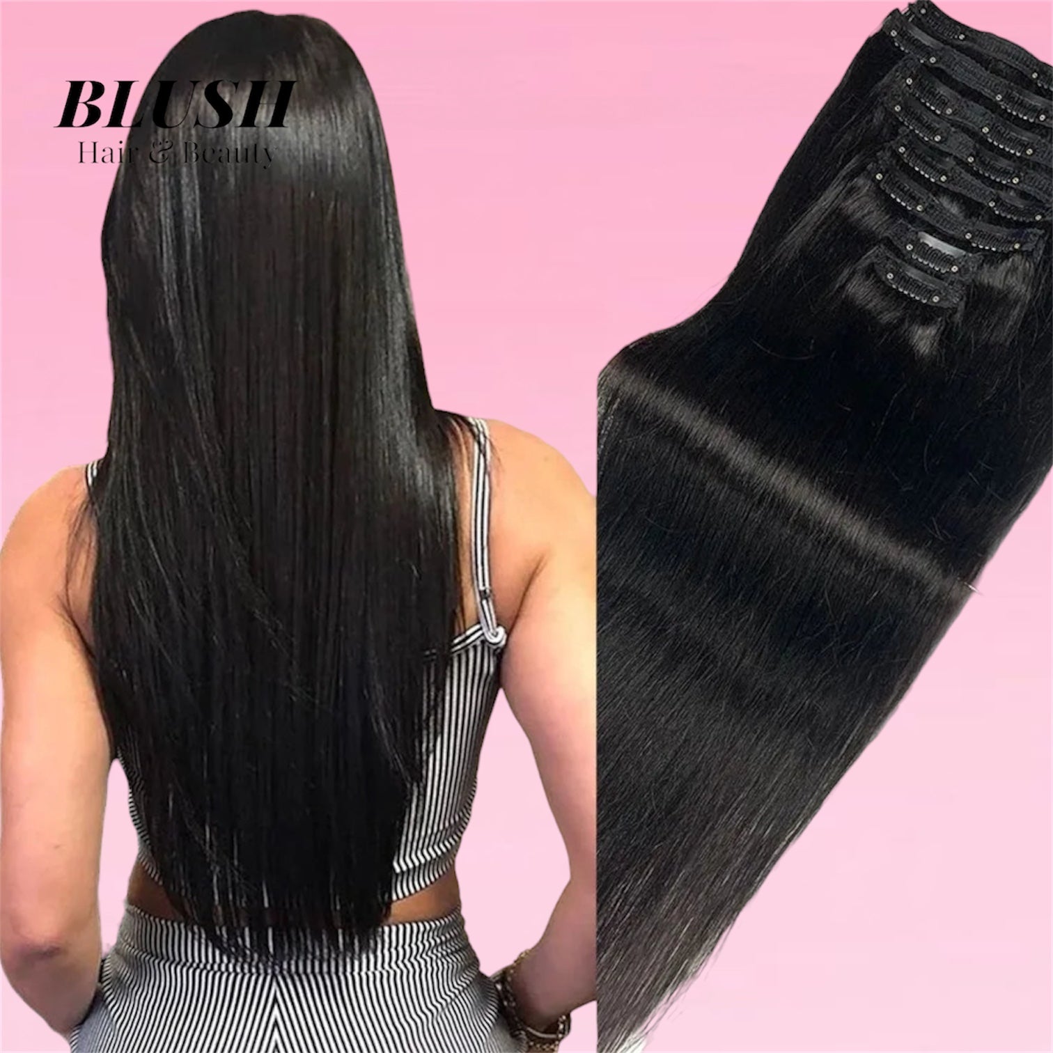 Straight Clip-In Hair Extensions Natural Brazilian Virgin