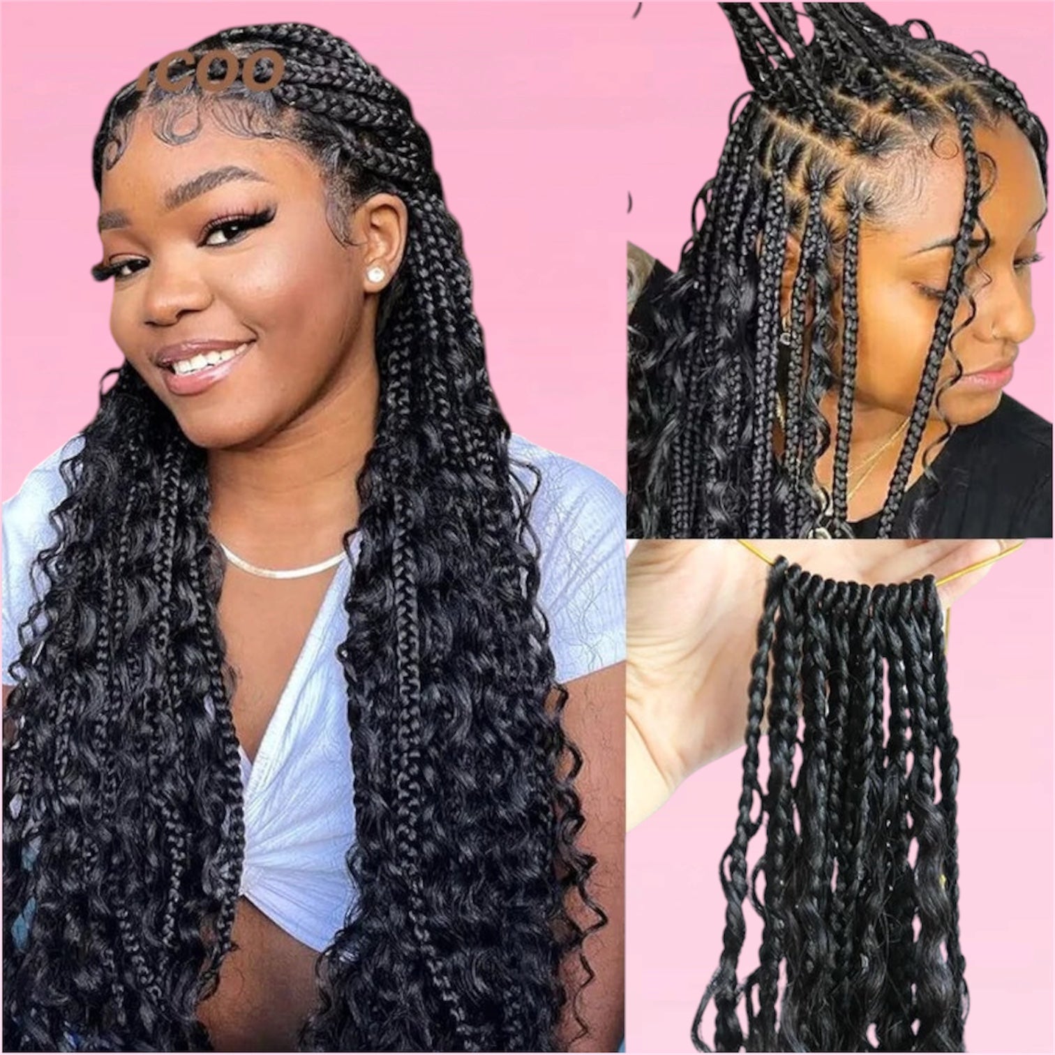 Boho Box Braid Wig Goddess Locs Synthetic Lace Front