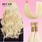 Straight I-Tip Hair Extensions Blonde Brazilian Remy