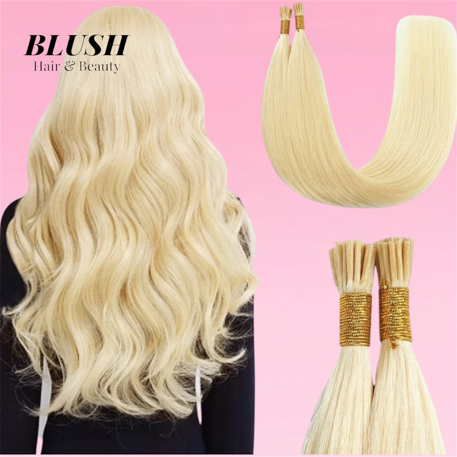Straight I-Tip Hair Extensions Blonde Brazilian Remy