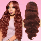 Body Wave Human Hair Wig Reddish Brown HD Lace Front Brazilian