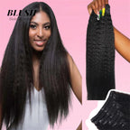 Kinky Straight Clip-In Hair Extensions Natural Black