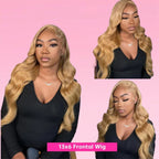 Body Wave Human Hair Wig Honey Blonde HD Lace Front