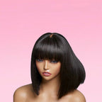 Straight Human Hair Bob Wig Realistic Scalp Lace
