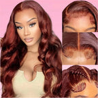 Body Wave Human Hair Wig Reddish Brown HD Lace Front Brazilian