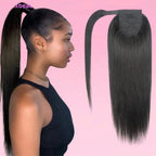 Straight Wrap Around Ponytail Human Hair Natural