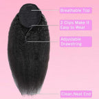 Kinky Straight Drawstring Ponytail Human Hair Natural Black