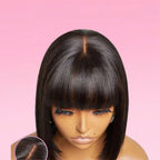 Straight Human Hair Bob Wig Realistic Scalp Lace