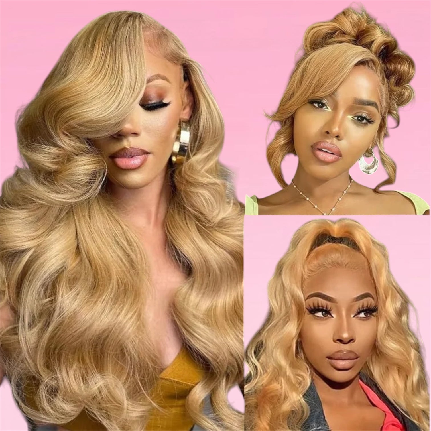 Body Wave Human Hair Wig Honey Blonde HD Lace Front