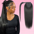 Straight Wrap Around Ponytail Human Hair Natural